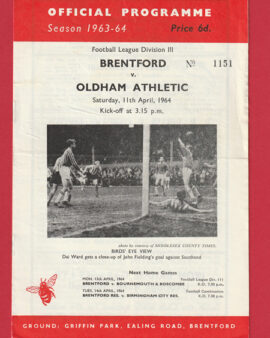 Brentford v Oldham Athletic 1964 – Multi Autographed SIGNED