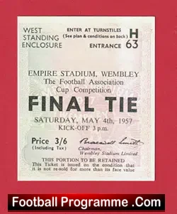 Aston Villa v Manchester United 1957 – FA Cup Final Ticket Repro