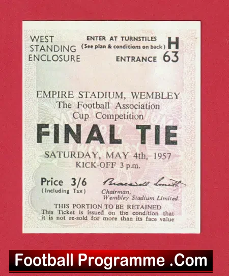 Aston Villa v Manchester United 1957 – FA Cup Final Ticket Repro