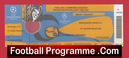 Bayern Munich v Manchester United 1999 European Cup Final Ticket