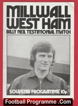Billy Neil Testimonial Benefit Match Millwall 1974 - football programme