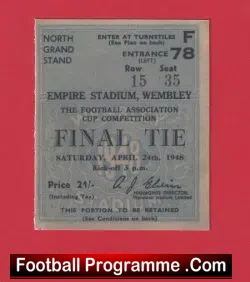 Blackpool v Manchester United 1948 – FA Cup Final Ticket Reprint