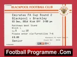 Blackpool v Manchester United 2016 – Match Ticket