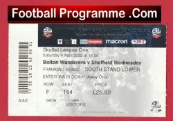 Bolton Wanderers v Sheffield Wednesday 2022 – Match Ticket