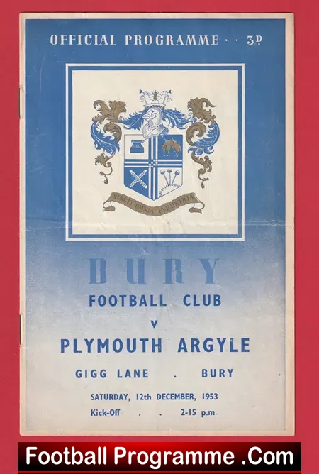 Bury v Plymouth Argyle 1953