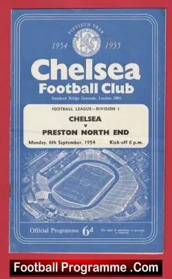 Chelsea v Preston 1954 - Chelsea League Champions 54/55 - football programme