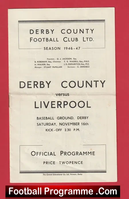 Derby County v Liverpool 1946 – 1940’s