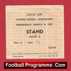 Dundee United v Barcelona 1987 – Football Ticket
