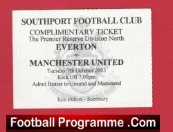 Everton v Manchester United 2003 – Ticket Reserves at Southport