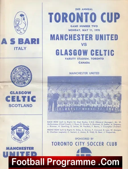 Glasgow Celtic v Manchester United 1970 – Canadian Tour = White