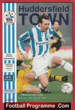 Huddersfield Town v Manchester City 1997 - Plus the Match Ticket - football memorabilia