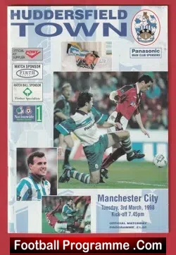 Huddersfield Town v Manchester City 1998 - Plus the Match Ticket - football memorabilia