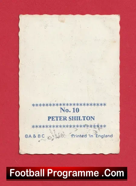 Leicester City Peter Shilton Autograph Signed ABC Card 1960s