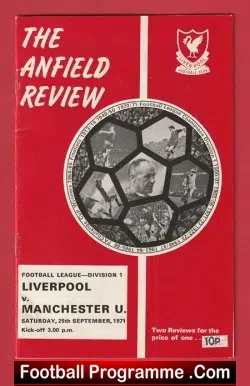 Liverpool v Manchester United 1971 - Man United - football programme