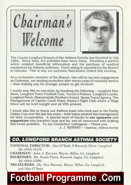 Longford Asthma v Manchester United 1995 - FriendlyMatch Ireland