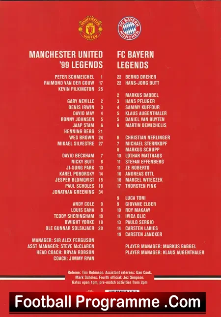 Manchester United v Bayern Munich 2019 - 99 Reunion Legends