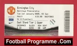 Manchester United v Birmingham City 2008 - Ticket Man Utd - football memorabilia