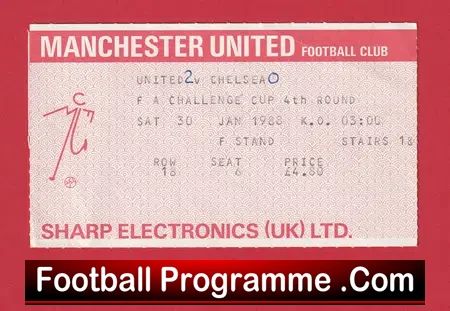 Manchester United v Chelsea 1988 - Ticket Man Utd