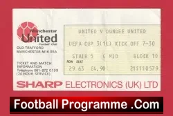 Manchester United v Dundee United 1984 - Football Ticket - football memorabilia