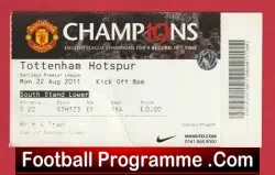 Manchester United v Tottenham 2011 - Match Ticket - football memorabilia