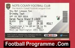 Notts County v Grimsby Town 2016 – Football Match Ticket