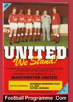 Rotherham United v Manchester United 1988 - League Cup Match - football programme