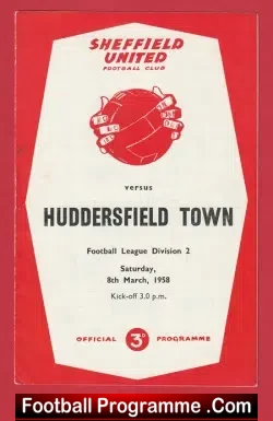 Sheffield United v Huddersfield Town 1958 - Denis Law - football programme