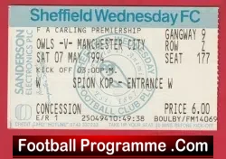 Sheffield Wednesday v Manchester City 1994 – Match Ticket
