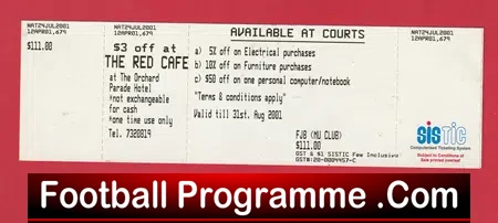 Singapore X1 v Manchester United 2001 - Football Ticket PLUS
