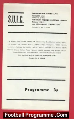 Skelmersdale United v Wigan Athletic 1973 - Northern League - football programme