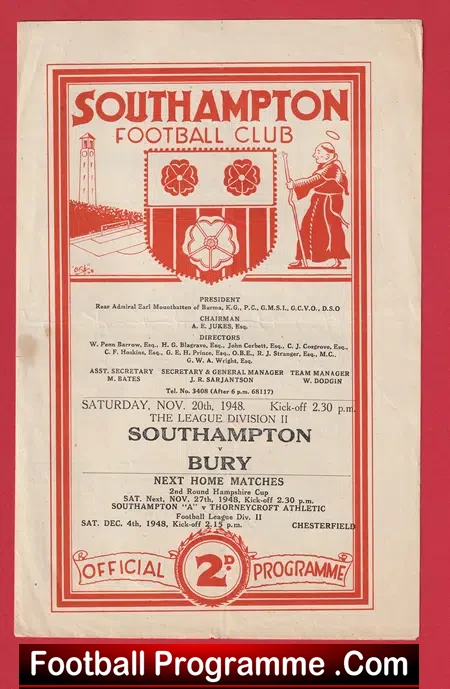 Southampton v Bury 1948 – 1940’s
