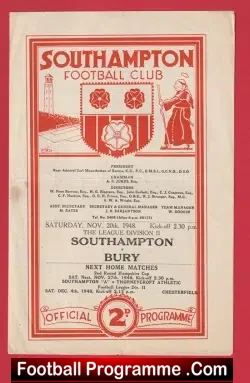 Southampton v Bury 1948 – 1940’s
