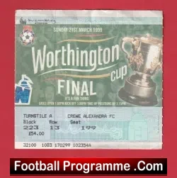Tottenham Hotspur v Leicester City 1999 Ticket League Cup Final