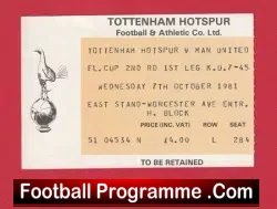 Tottenham Hotspur v Manchester United 1981 – Ticket