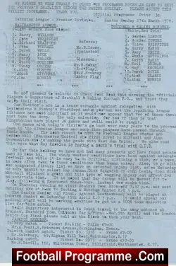 Walthamstow Avenue v Southall Ealing Borough 1978 - Isthmian - football programme