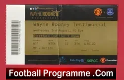 Wayne Rooney Testimonial Benefit Manchester United Ticket 2016 - football memorabilia