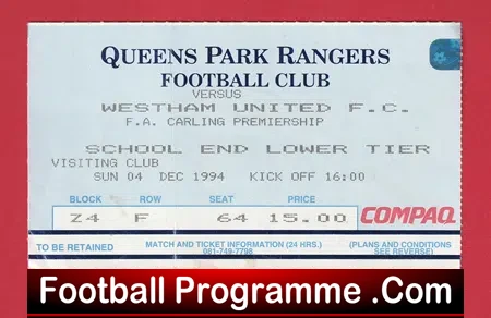 West Bromwich Albion v Barnsley 1994 – Football Match Ticket