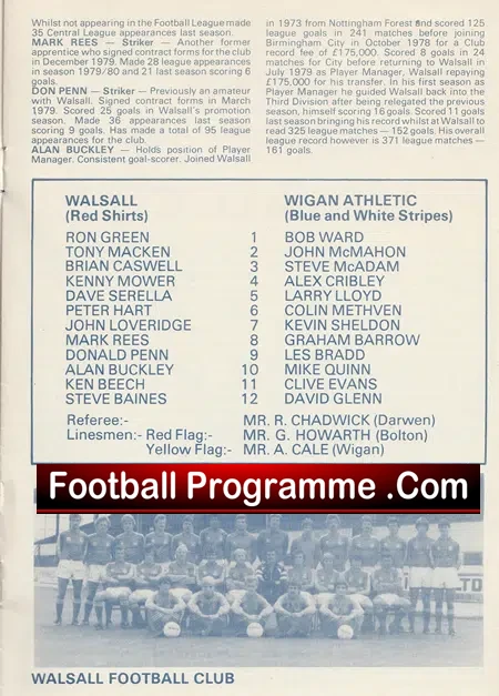 Wigan Athletic v Liverpool 1981 - Friendly + Walsall Sheffield W