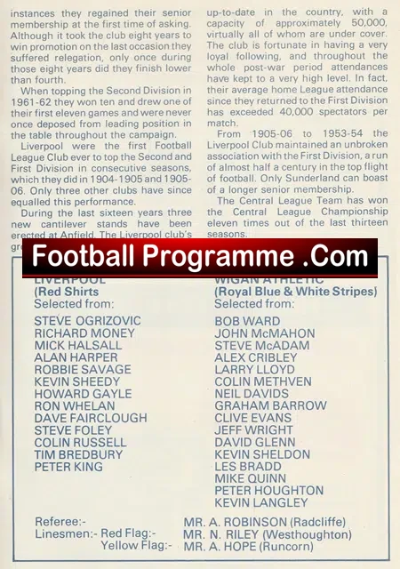 Wigan Athletic v Liverpool 1981 - Friendly + Walsall Sheffield W