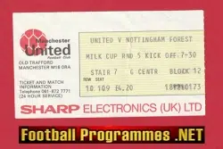Manchester United v Nottingham Forest 1983 - Match Ticket