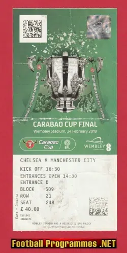 Manchester City v Chelsea 2019 – League Cup Final Ticket