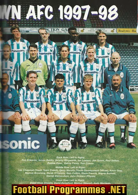 Huddersfield Town Football Club Multi Autographed SIGNED 1998
