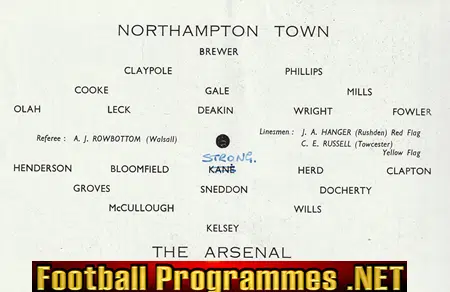 Northampton Town v Arsenal 1960 - Opening of New Floodlights