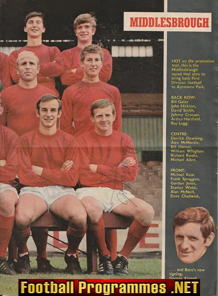 Middlesbrough Football Club 1969 - Multi Autographed SIGNED