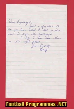 Manchester United Henry Cockburn Genuine Hand Written Letter
