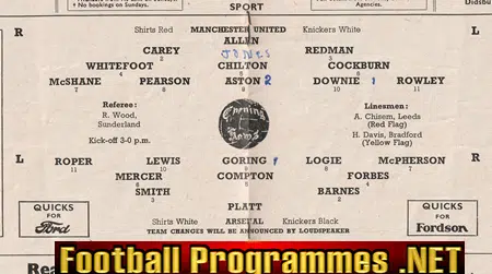Manchester United v Arsenal 1951 - 1950's Man Utd