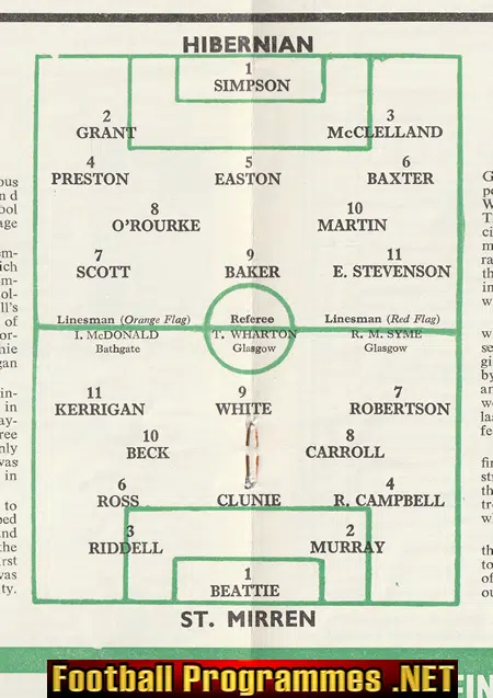 Hibernian Hibs v St Mirren 1963 - Scotland