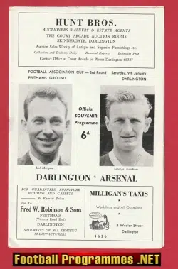 Darlington v Arsenal 1965 - FA Cup at Feethams Ground