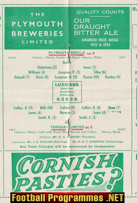 Plymouth Argyle v Torquay United 1956 - 1950s