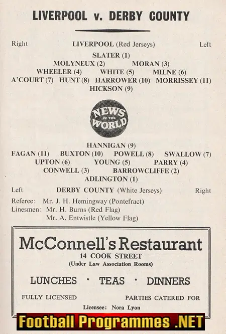 Liverpool v Derby County 1960